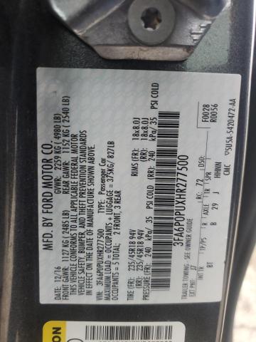 VIN 3FA6P0PUXHR277500 2017 FORD FUSION no.12