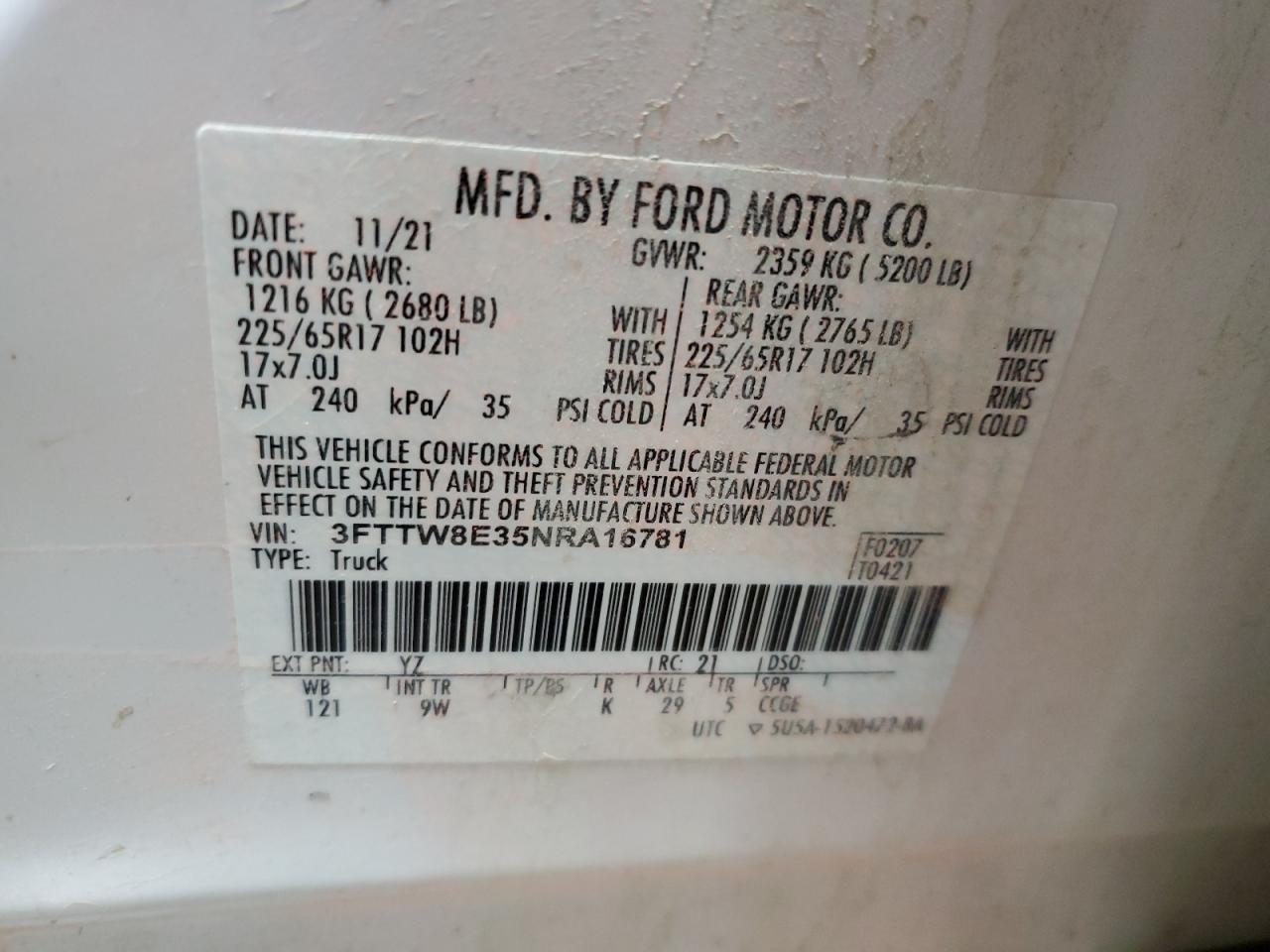 Lot #3022758336 2022 FORD MAVERICK X