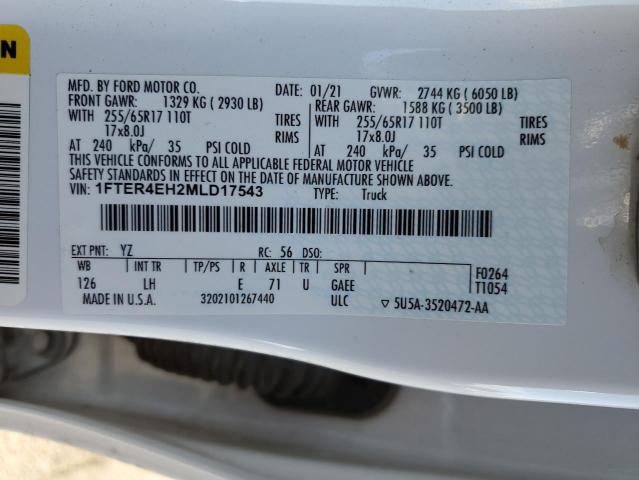 2021 FORD RANGER XL - 1FTER4EH2MLD17543