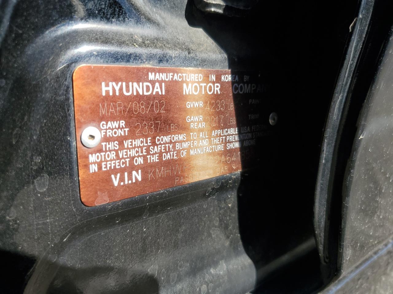 Lot #3034298085 2002 HYUNDAI SONATA GLS