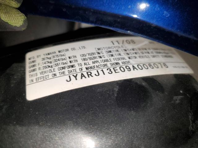 2009 YAMAHA FZ6 SHG JYARJ13E09A006076