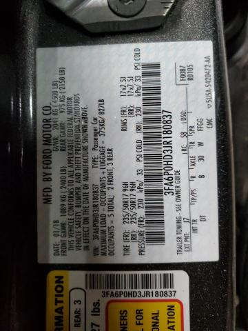 2018 FORD FUSION SE - 3FA6P0HD3JR180837