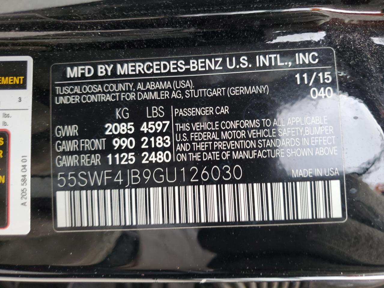 Lot #3025948045 2016 MERCEDES-BENZ C 300