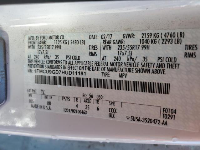 VIN 1FMCU9GD7HUD11181 2017 FORD ESCAPE no.14