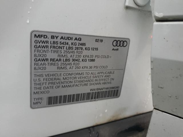 2019 AUDI Q5 PREMIUM - WA1BNAFY4K2066260