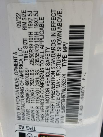 2022 HONDA CR-V TOURI - 5J6RT6H97NL052374