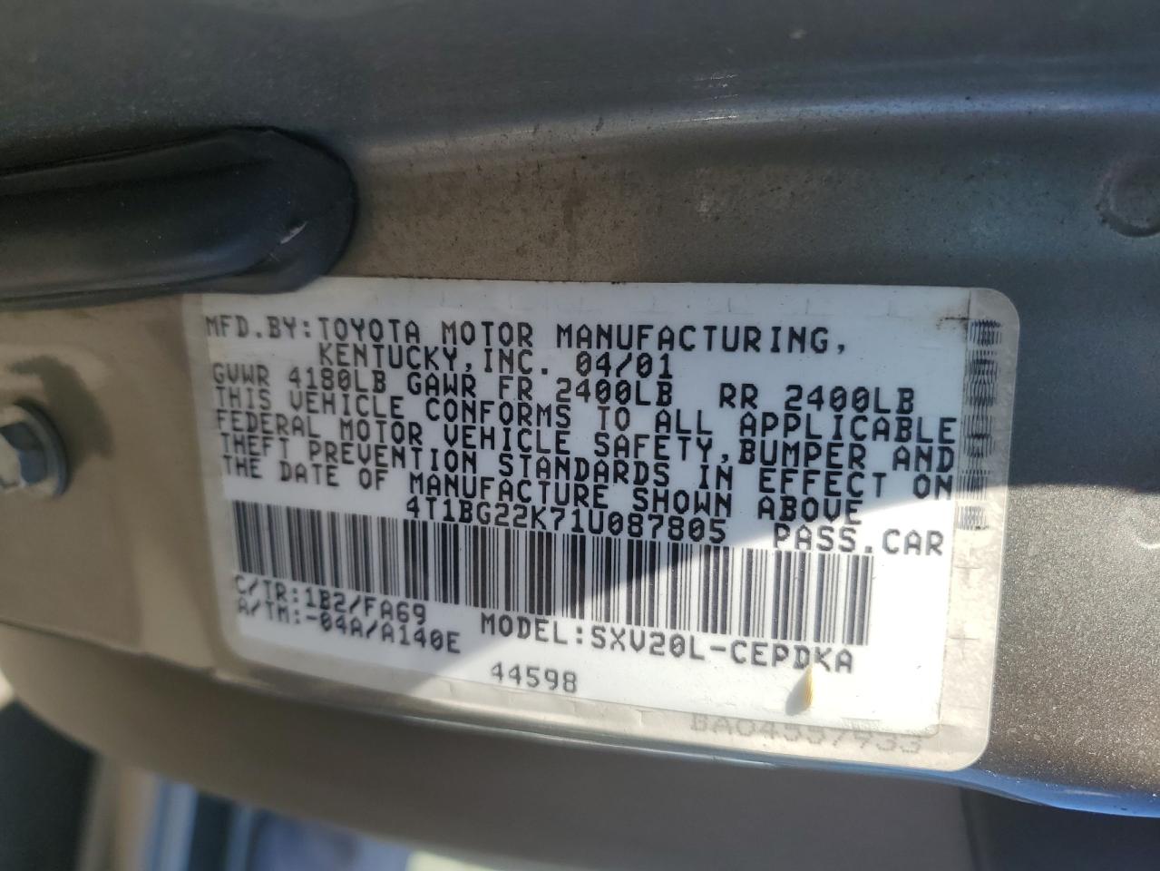 Lot #3034284091 2001 TOYOTA CAMRY CE