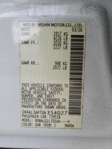 2016 NISSAN ALTIMA 2.5 - 1N4AL3AP7GN354027