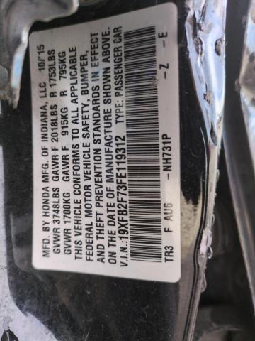 2015 HONDA CIVIC SE 19XFB2F73FE119312