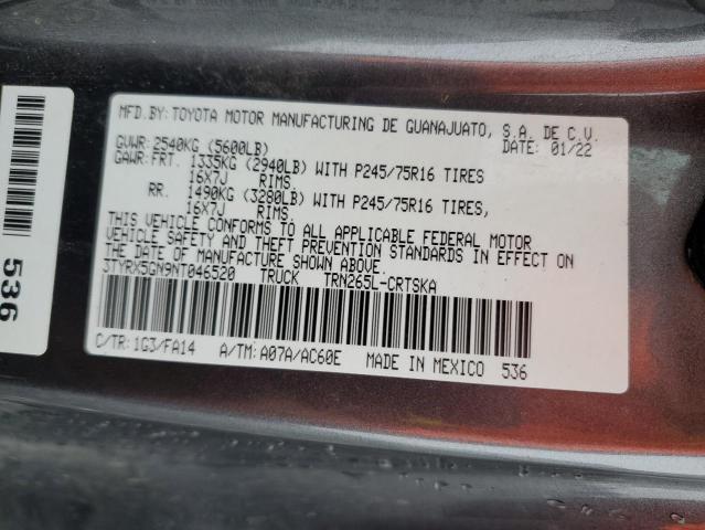 2022 TOYOTA TACOMA ACC 3TYRX5GN9NT046520
