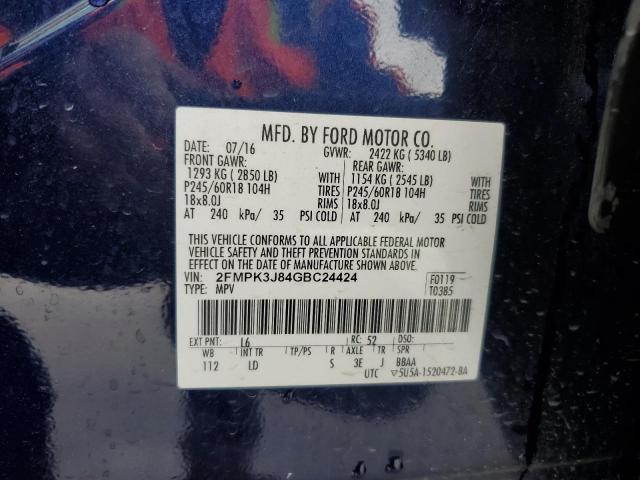 2016 FORD EDGE SEL - 2FMPK3J84GBC24424
