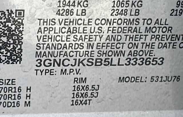 VIN 3GNCJKSB5LL333653 2020 Chevrolet Trax, LS no.10