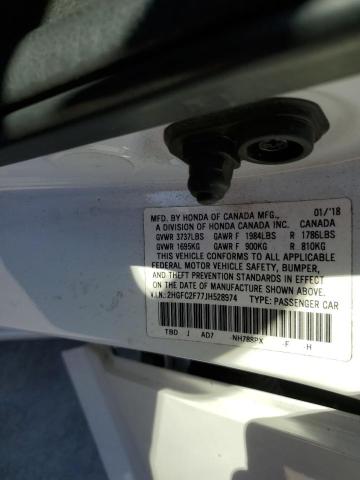 2018 HONDA CIVIC EX - 2HGFC2F77JH528974