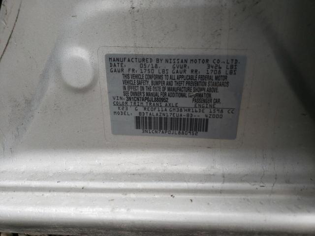 2018 NISSAN VERSA S - 3N1CN7AP0JL880952
