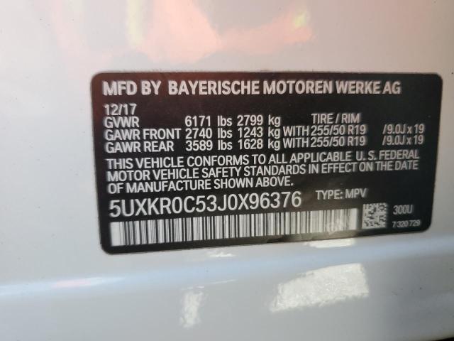 VIN 5UXKR0C53J0X96376 2018 BMW X5 no.12