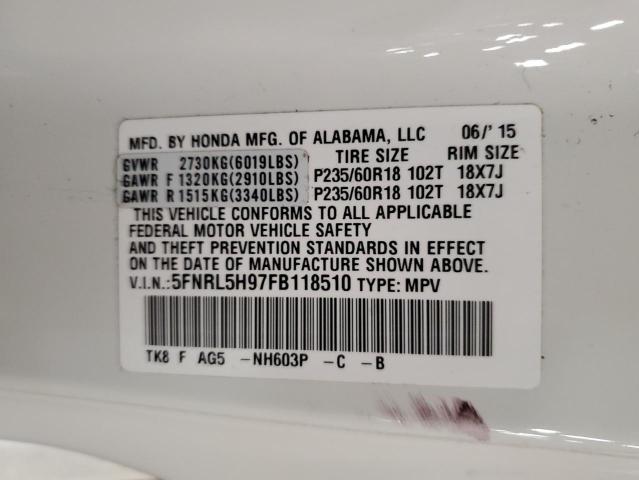 2015 HONDA ODYSSEY TO - 5FNRL5H97FB118510
