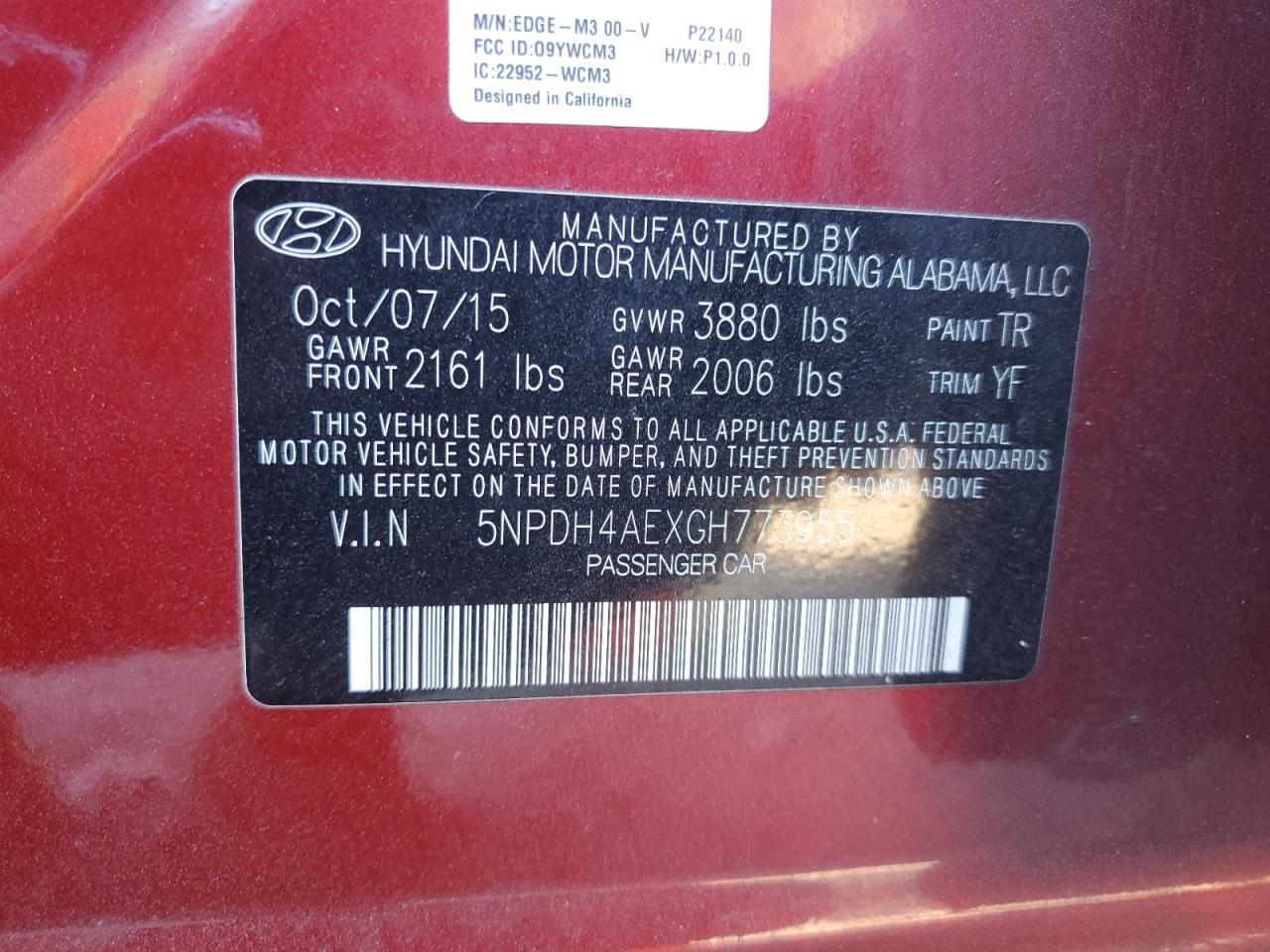 Lot #3028271883 2016 HYUNDAI ELANTRA SE