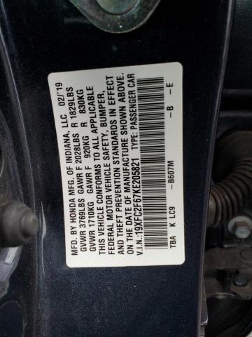 19XFC2F67KE205821 2019 HONDA CIVIC