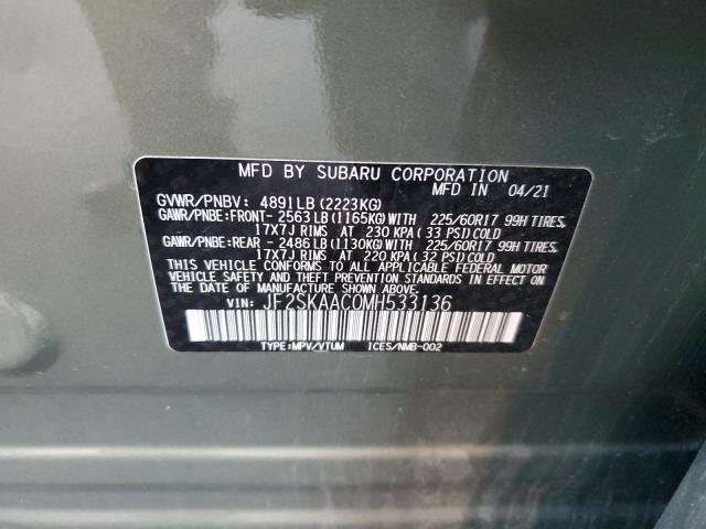 2021 SUBARU FORESTER JF2SKAAC0MH533136
