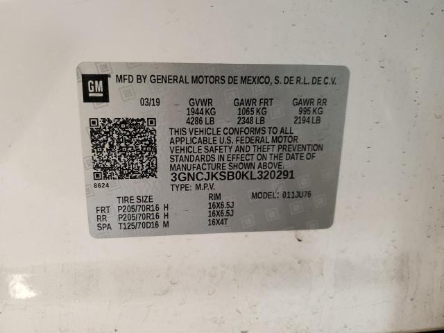 VIN 3GNCJKSB0KL320291 2019 CHEVROLET TRAX no.13