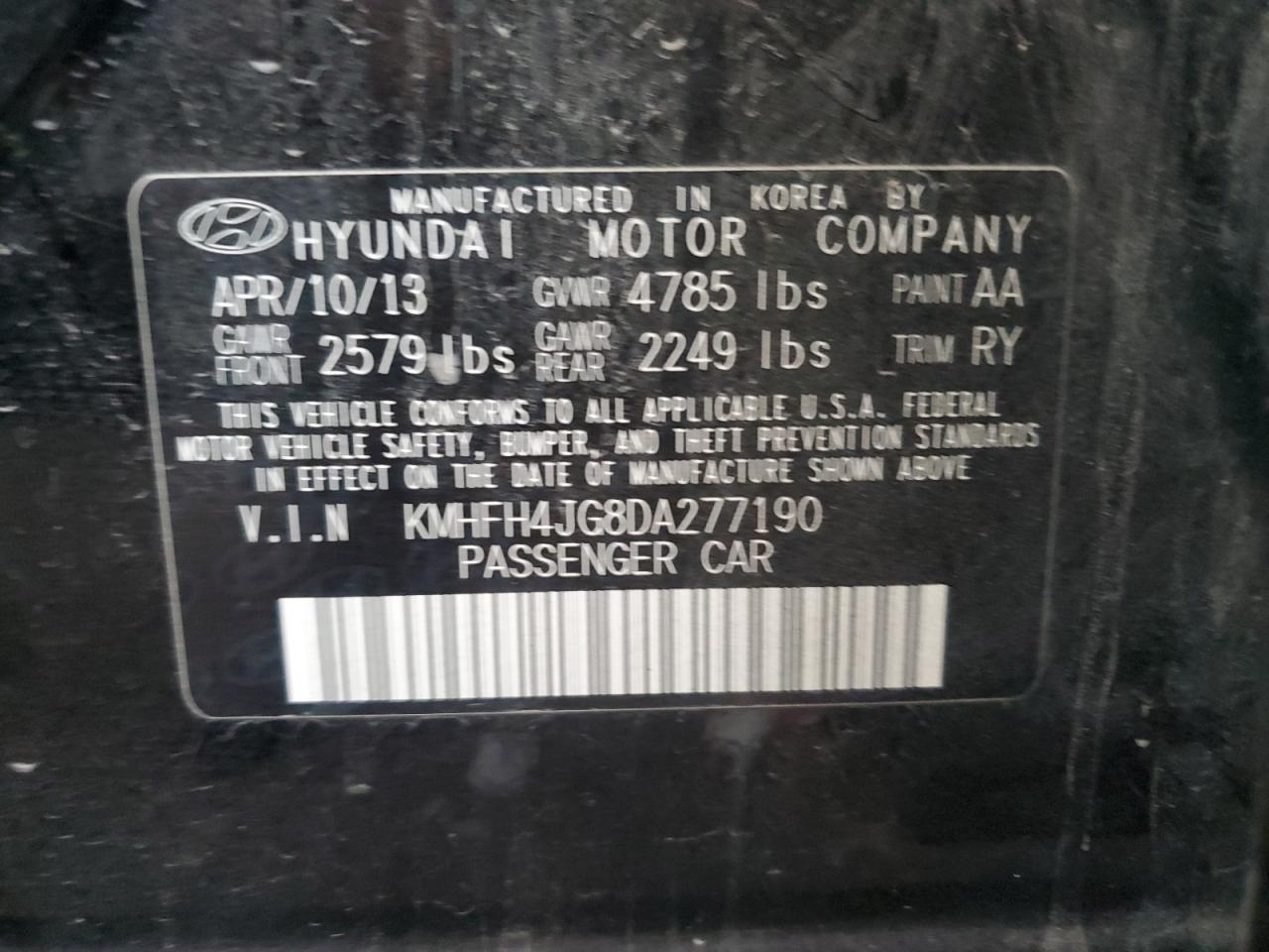 Lot #3024189824 2013 HYUNDAI AZERA GLS