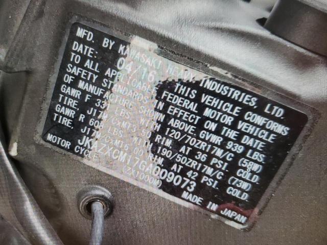 2016 KAWASAKI NINJA ZX10 JKAZXCM17GA009073