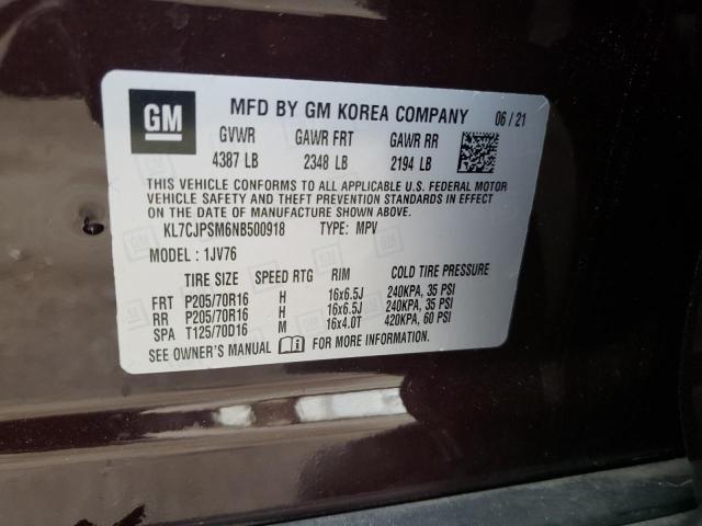 2022 CHEVROLET TRAX 1LT - KL7CJPSM6NB500918