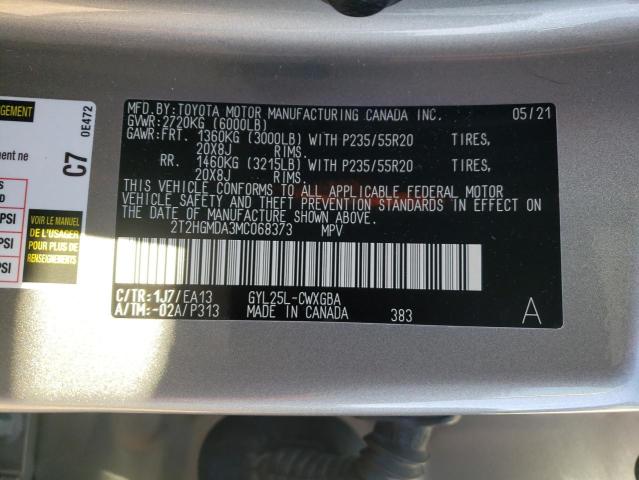 VIN 2T2HGMDA3MC068373 2021 LEXUS RX450 no.13