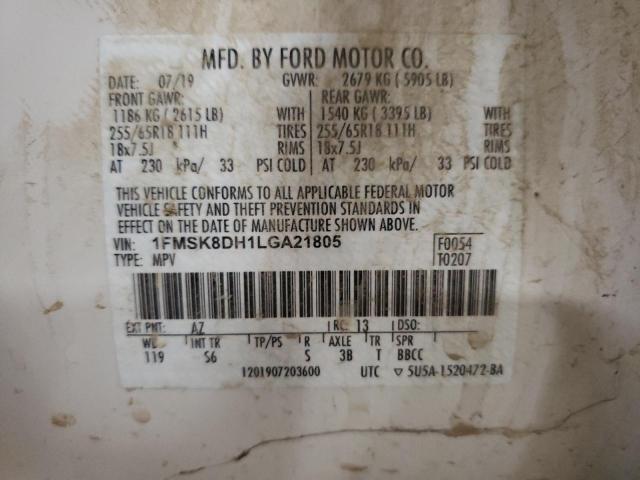 2020 FORD EXPLOR XLT 1FMSK8DH1LGA21805