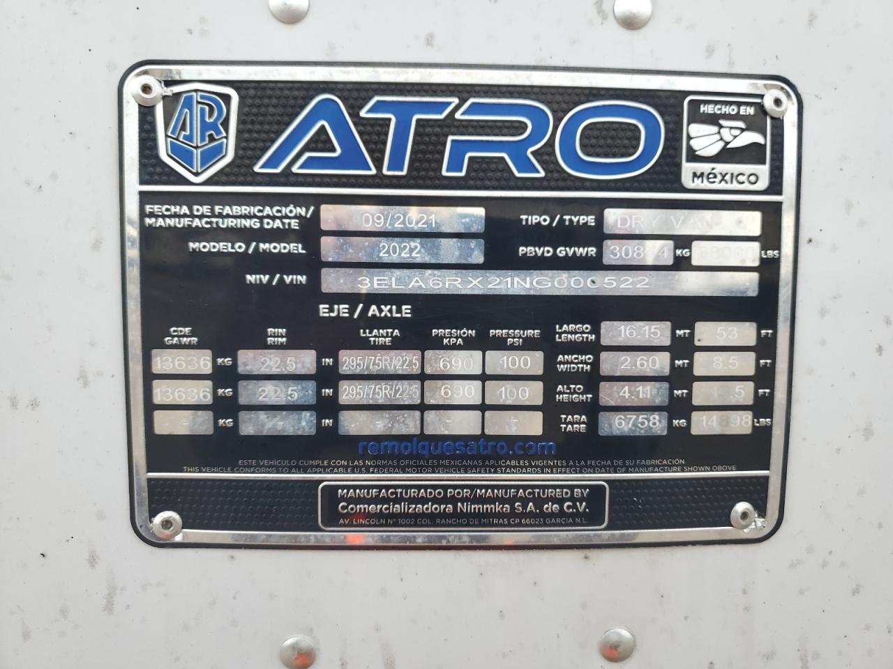 Lot #2996576504 2022 ATRO TRAILER