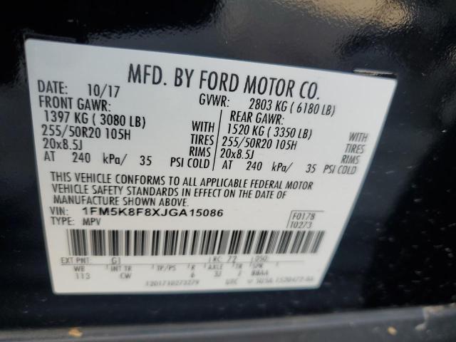 2018 FORD EXPLORER L - 1FM5K8F8XJGA15086