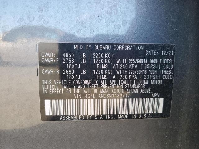 VIN 4S4BTANC6N3182717 2022 SUBARU OUTBACK no.12