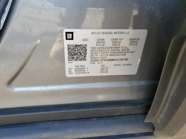 2021 CHEVROLET TRAVERSE L - 1GNEVFKW6MJ176750