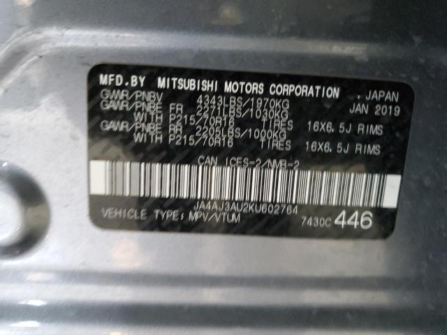 2019 MITSUBISHI RVR SE JA4AJ3AU2KU602764