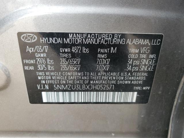 VIN 5NMZU3LBXJH052571 2018 HYUNDAI SANTA FE no.13