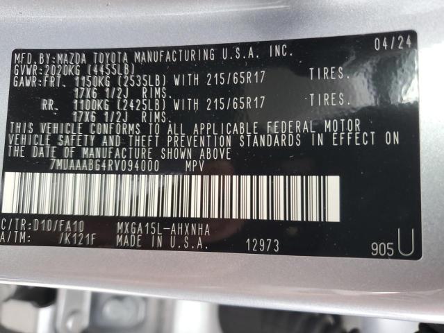 2024 TOYOTA COROLLA CR - 7MUAAABG4RV094000