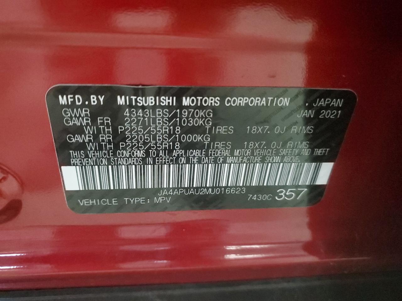 Lot #2993723164 2021 MITSUBISHI OUTLANDER