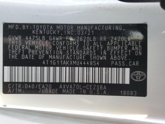 VIN 4T1G11AKXMU444854 2021 TOYOTA CAMRY no.13