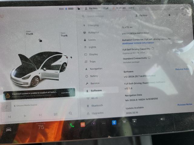 VIN 5YJ3E1EA4MF908237 2021 TESLA MODEL 3 no.9