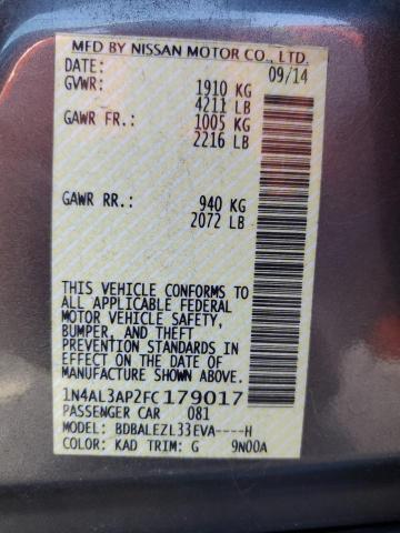2015 NISSAN ALTIMA 2.5 - 1N4AL3AP2FC179017