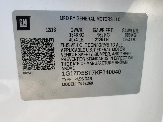 2019 CHEVROLET MALIBU LT - 1G1ZD5ST7KF140040