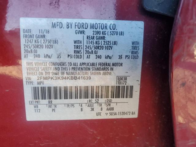 2019 FORD EDGE TITAN - 2FMPK3K94KBB41639