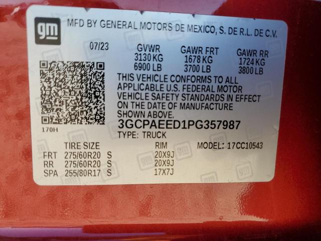 2023 CHEVROLET SILVERADO - 3GCPAEED1PG357987