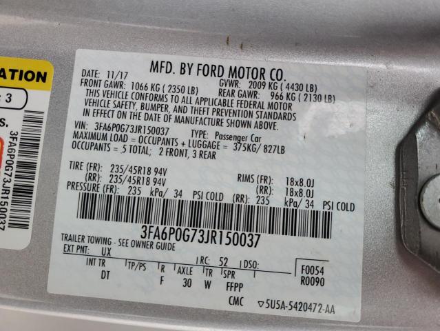 VIN 3FA6P0G73JR150037 2018 Ford Fusion, S no.12