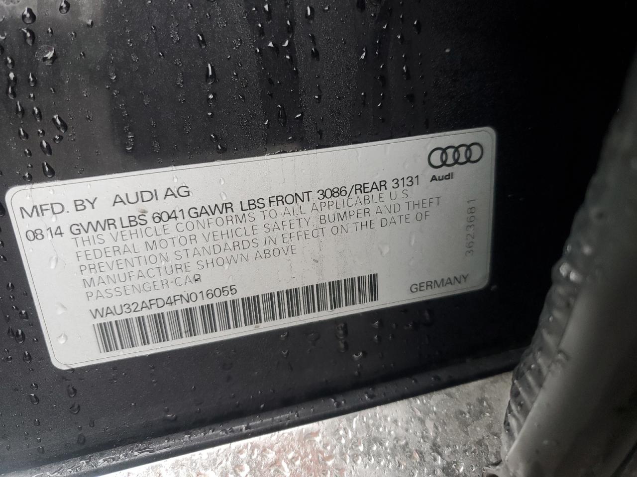 Lot #2993324857 2015 AUDI A8 L QUATT