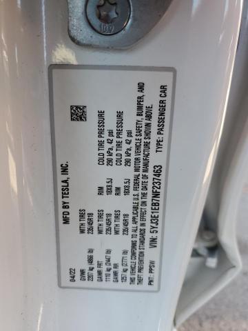2022 TESLA MODEL 3 - 5YJ3E1EB7NF237463
