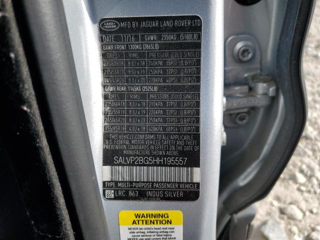 2017 LAND ROVER RANGE ROVE - SALVP2BG5HH195557