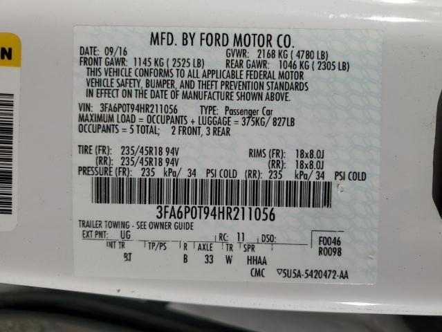 VIN 3FA6P0T94HR211056 2017 Ford Fusion, SE no.13