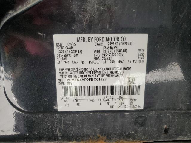 VIN 2FMTK4AP9FBC01523 2015 Ford Edge, Sport no.14