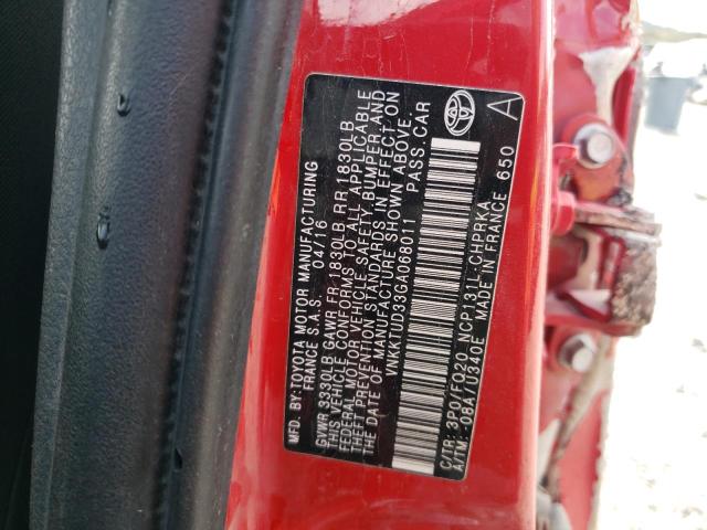 2016 TOYOTA YARIS L - VNKKTUD33GA068011